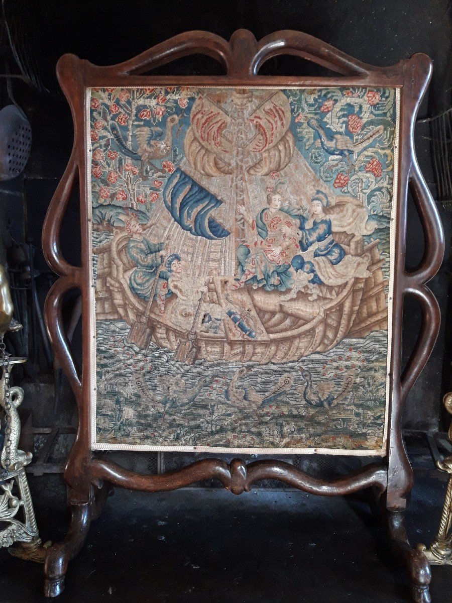 Grand Ecran De Cheminée - Epoque Louis XIII-photo-3