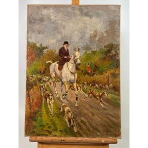 Huile Sur Toile - Chasse à Courre