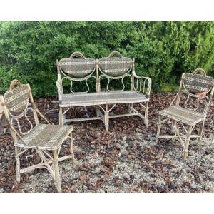 Rattan And Bamboo Set Attributed To Perret And Vibert