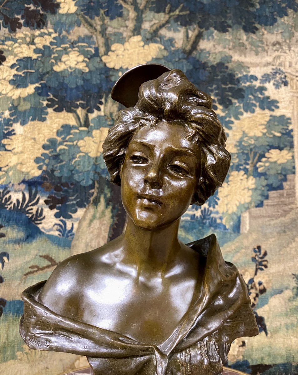 Emmanuel Villanis - « Carmen », Sculpture En Régule à Patine Marron Signée. Fin XIXeme Siècle-photo-3