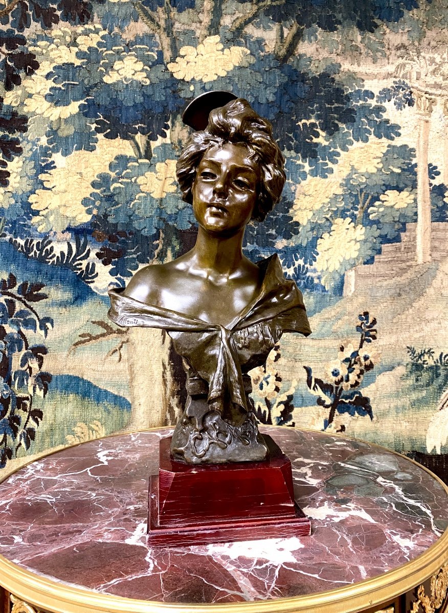 Emmanuel Villanis - « Carmen », Sculpture En Régule à Patine Marron Signée. Fin XIXeme Siècle-photo-4