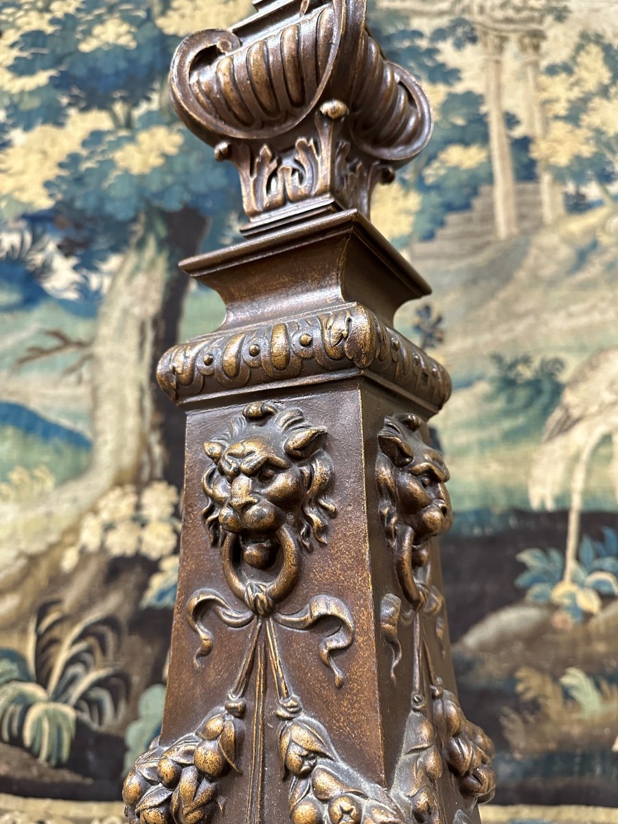 Cast Iron Floor Lamp In Louis XIV Style, Napoleon III Period-photo-6
