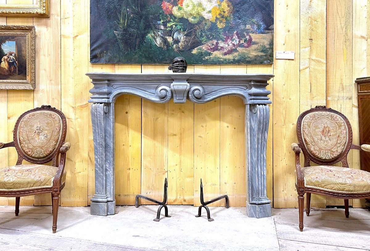 Cheminée En Marbre Bleu Turquin, XVIIIeme Siècle, époque Louis XV-photo-3