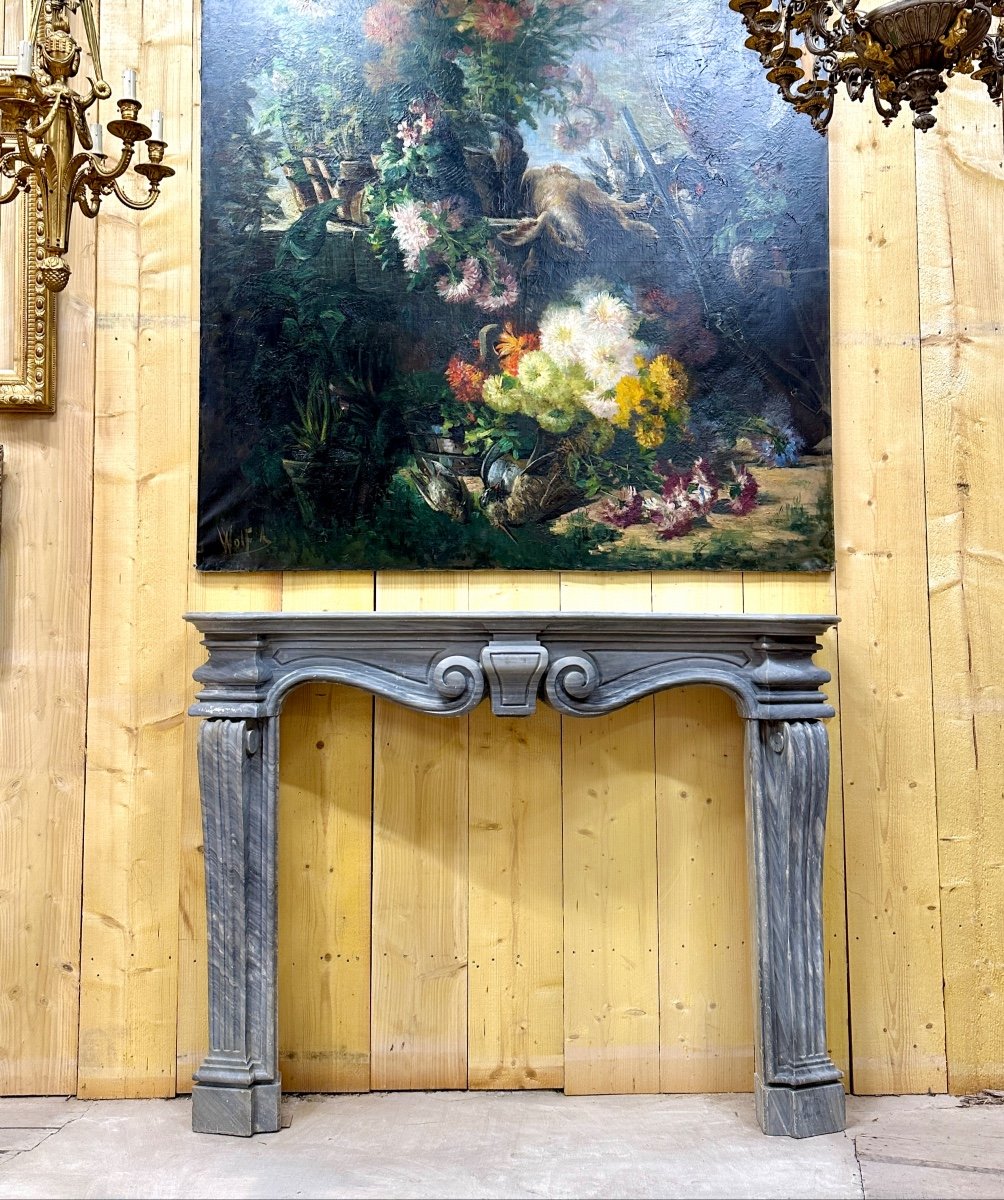 Cheminée En Marbre Bleu Turquin, XVIIIeme Siècle, époque Louis XV-photo-2