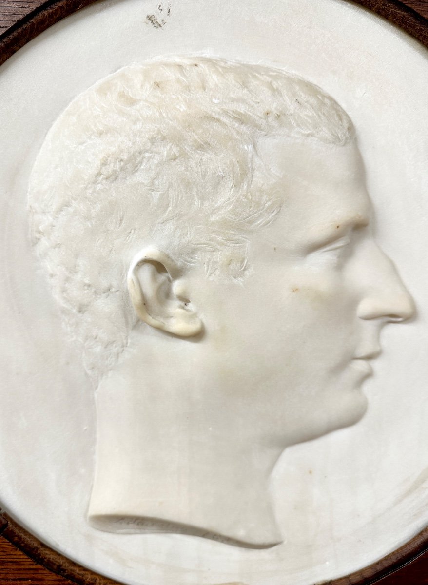 Médaillon En Marbre Sculpté En Bas Relief, Dans Le Style Antique. Fin XIXème-photo-3