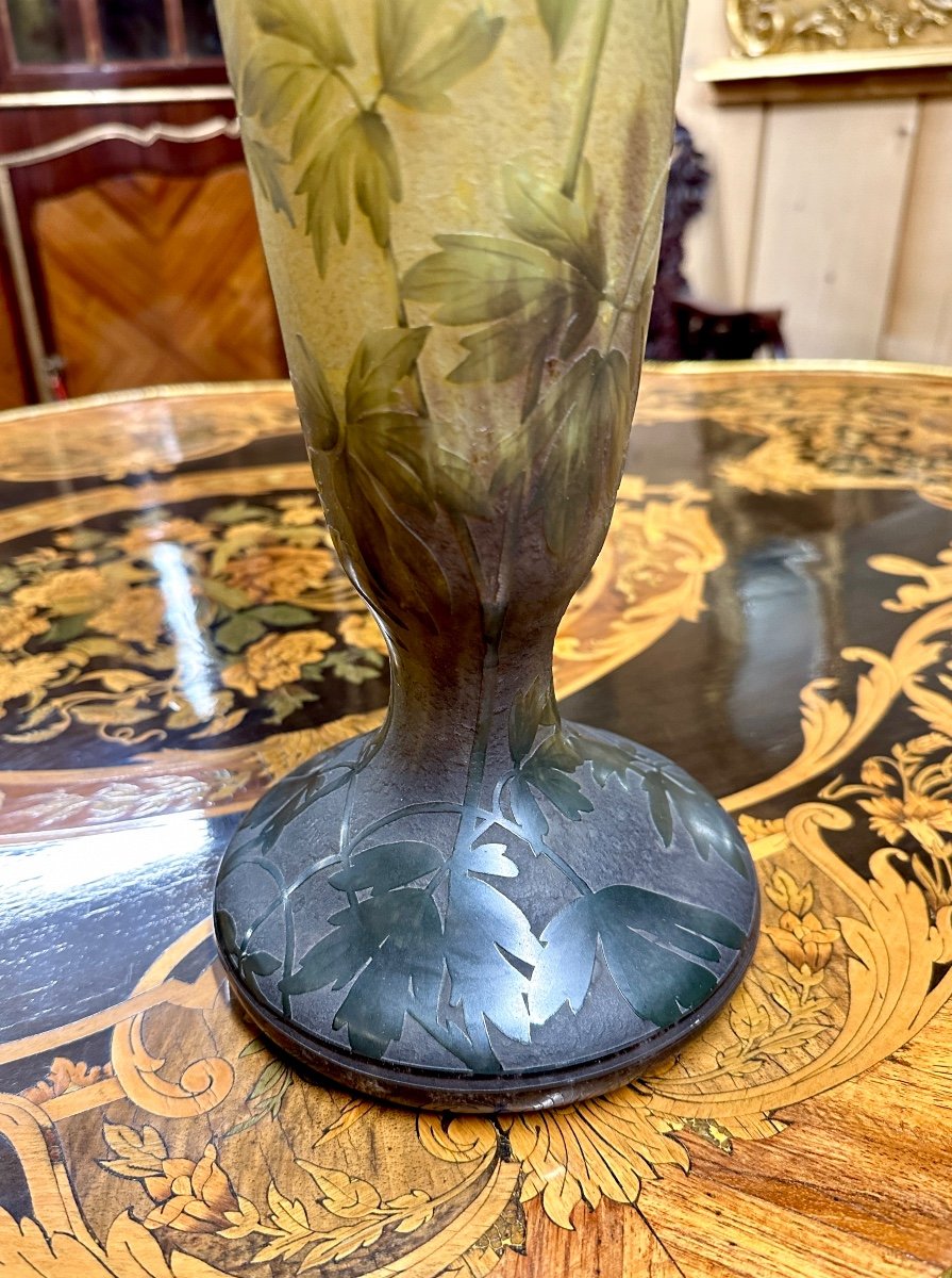 Daum Nancy - Important Vase Aux Ancolies De 53 Cm D’époque Art Nouveau, Pâte De Verre-photo-1