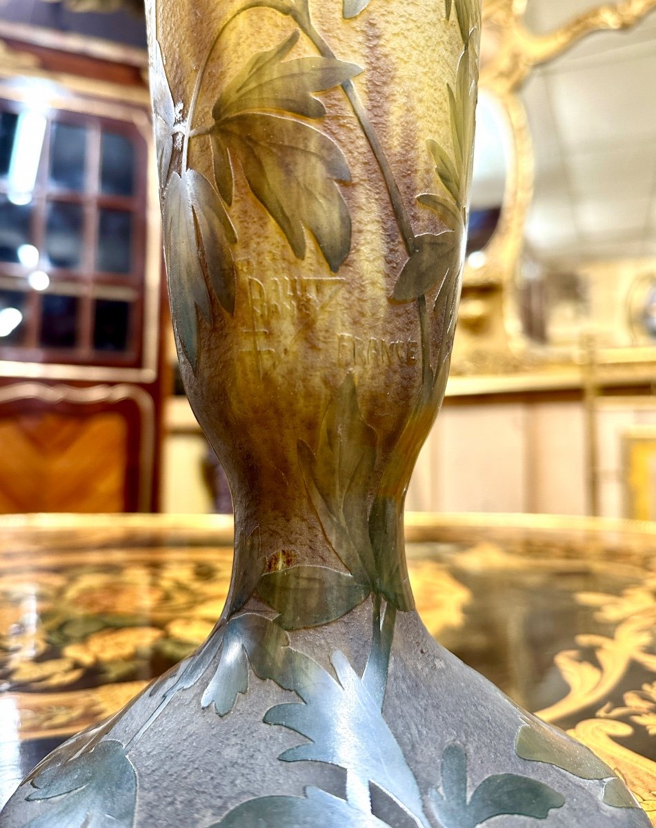 Daum Nancy - Important Vase Aux Ancolies De 53 Cm D’époque Art Nouveau, Pâte De Verre-photo-3
