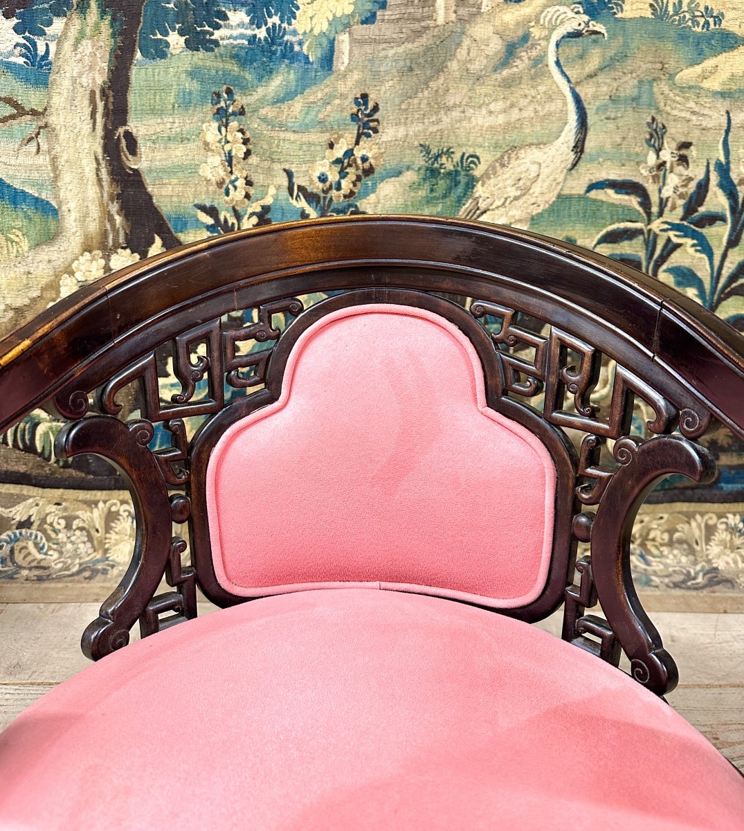 Japanese Office Chair In Carved Wood In The Style Of Viardot-photo-3