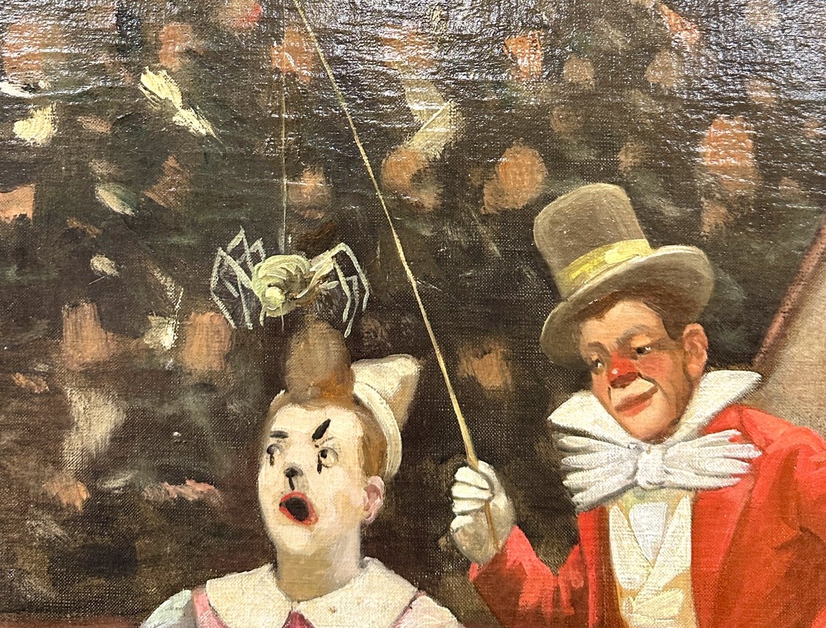 Joseph Faverot (1862-1915) - Les Clowns Musiciens Au Cirque, Huile Sur Toile Fin XIXème Siècle-photo-4