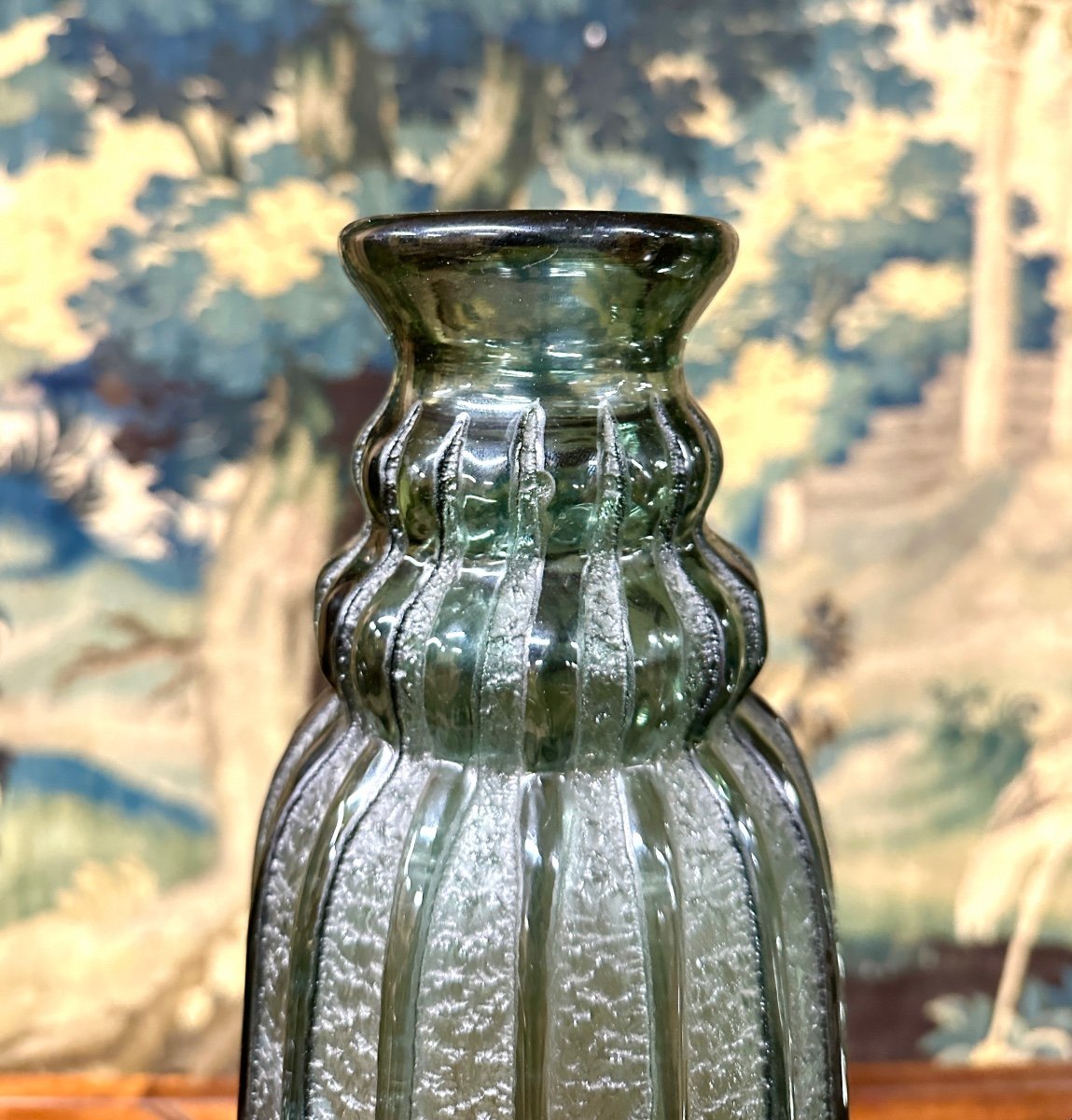Daum Nancy - Large Baluster Vase In Acid-cleared Molded Glass, Art Deco Period-photo-5