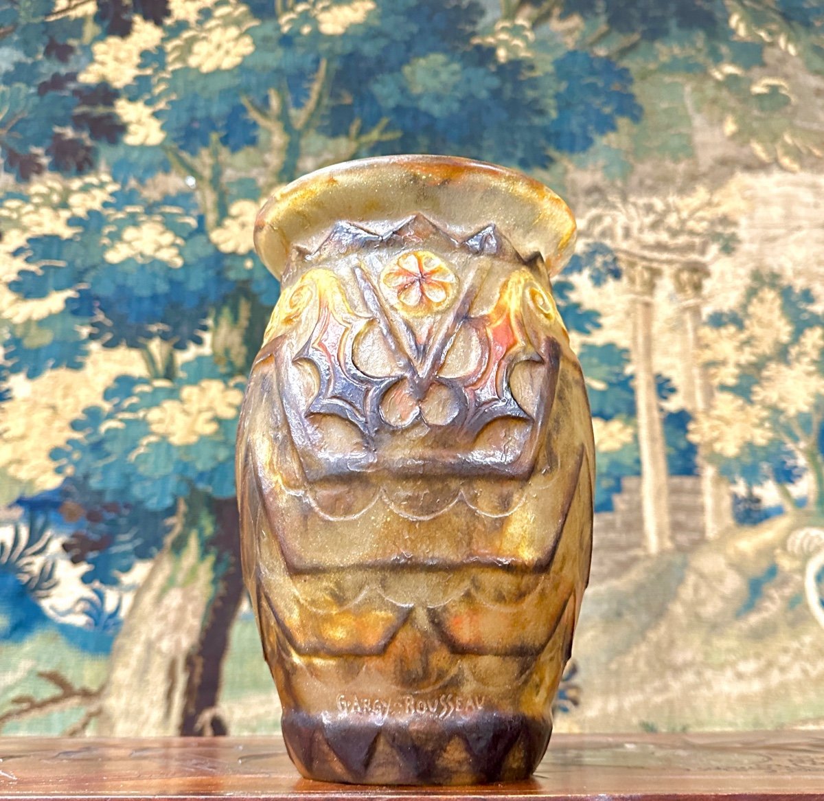 Gabriel Argy Rousseau - Vase Modèle « feuilles De Chardon », 1927 En Pâte De Verre Art Déco-photo-2