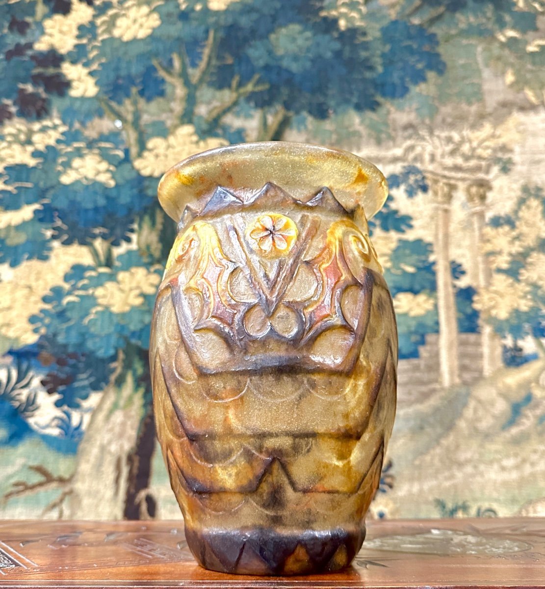 Gabriel Argy Rousseau - Vase Modèle « feuilles De Chardon », 1927 En Pâte De Verre Art Déco-photo-4