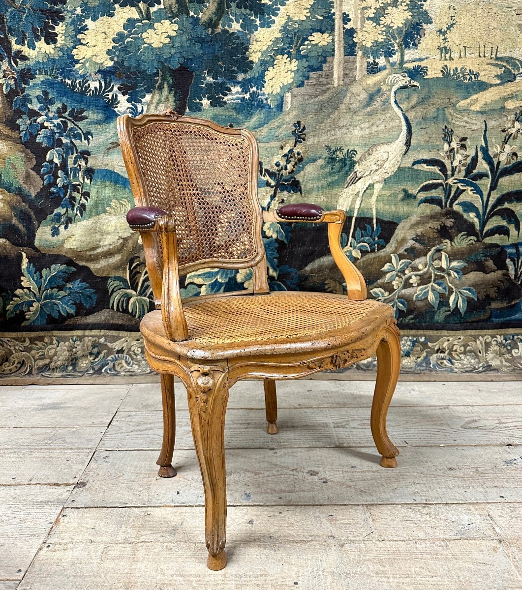 Fauteuil Cabriolet D’époque Louis XV En Hêtre. XVIIIeme Siècle-photo-2