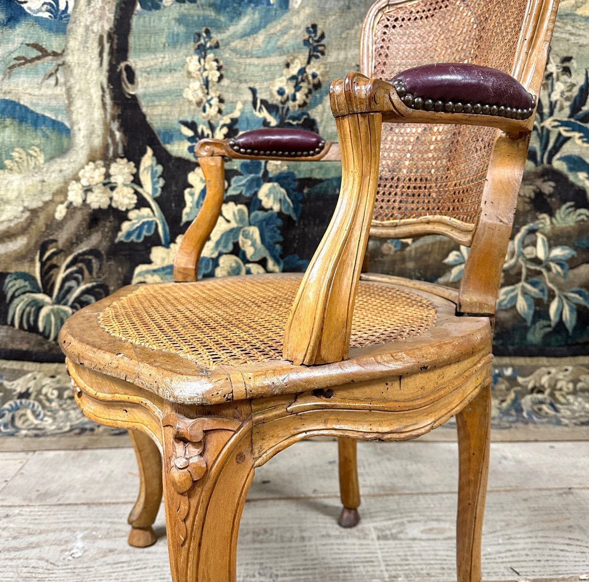 Fauteuil Cabriolet D’époque Louis XV En Hêtre. XVIIIeme Siècle-photo-2