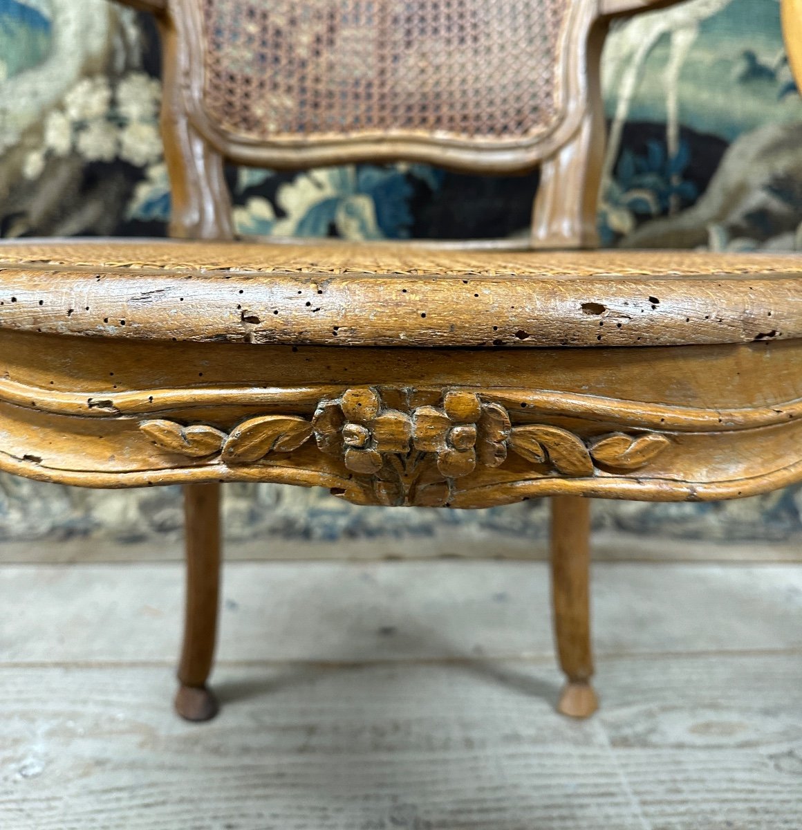 Fauteuil Cabriolet D’époque Louis XV En Hêtre. XVIIIeme Siècle-photo-3