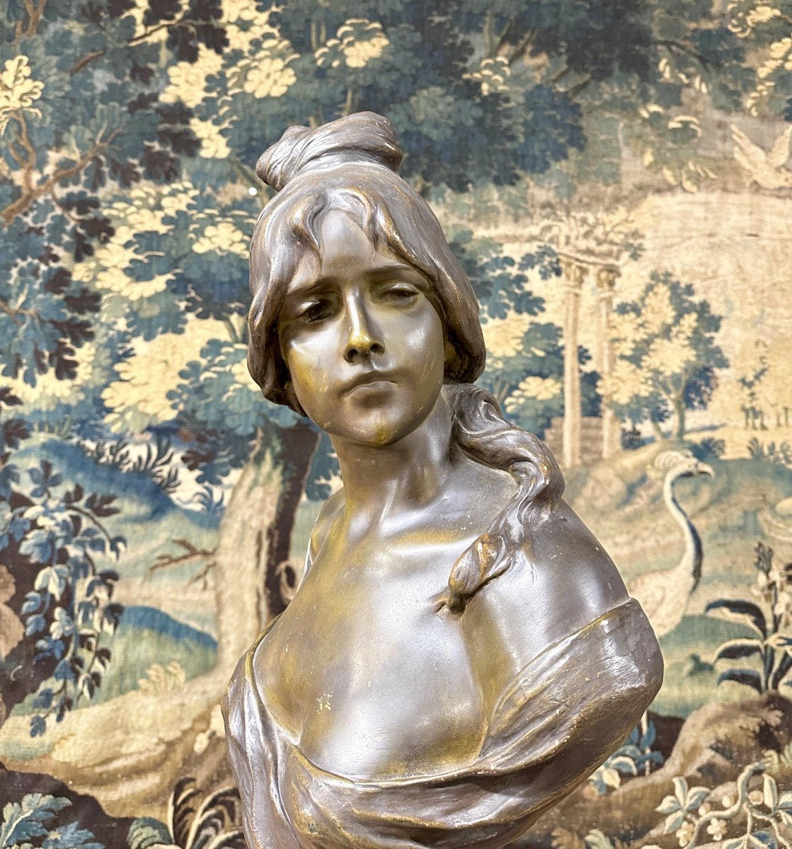 Alphonse - Henri Nelson And Friedrich Goldscheider, Terracotta Bust Of A Woman, Art Nouveau-photo-2