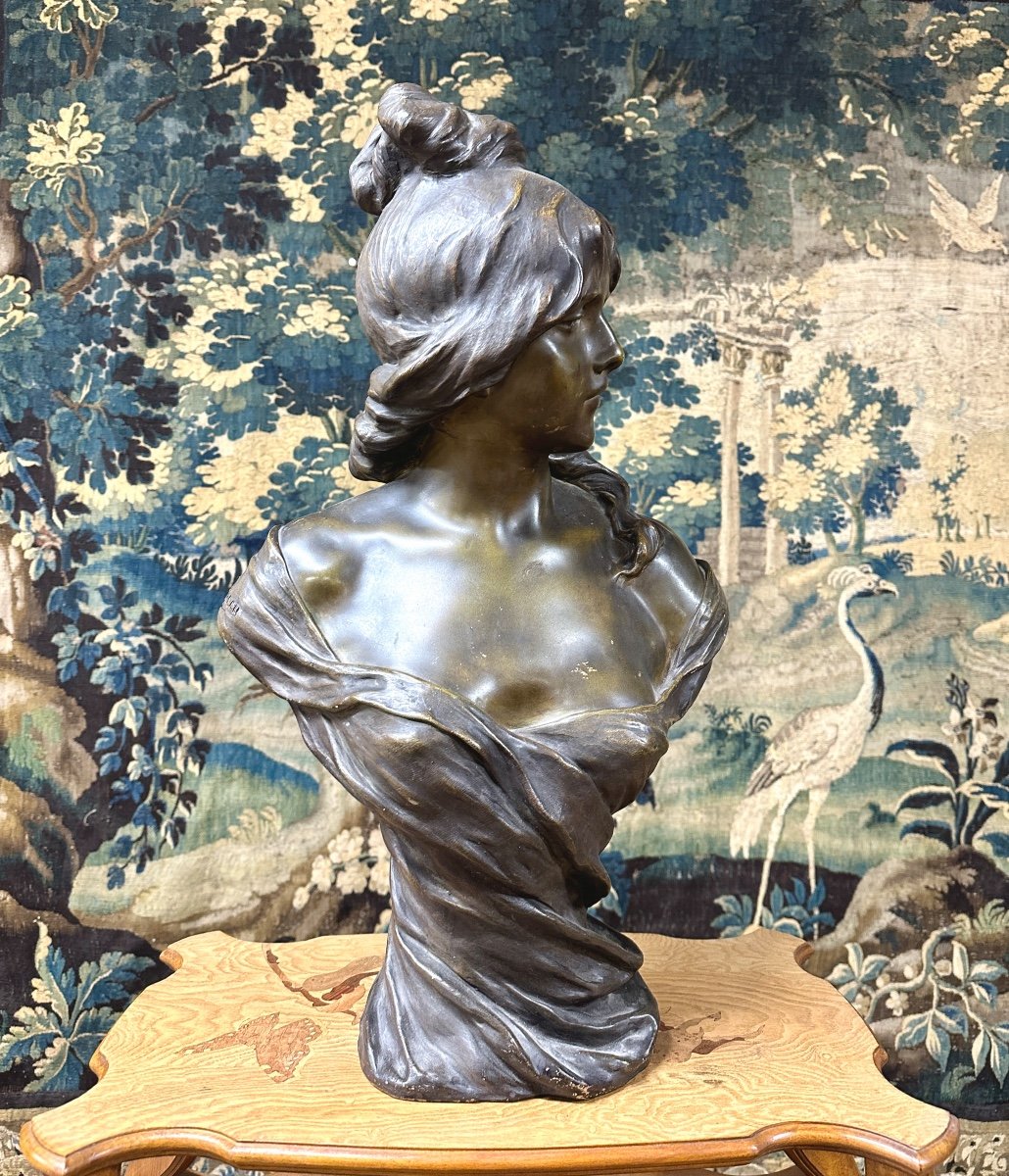 Alphonse - Henri Nelson And Friedrich Goldscheider, Terracotta Bust Of A Woman, Art Nouveau-photo-3