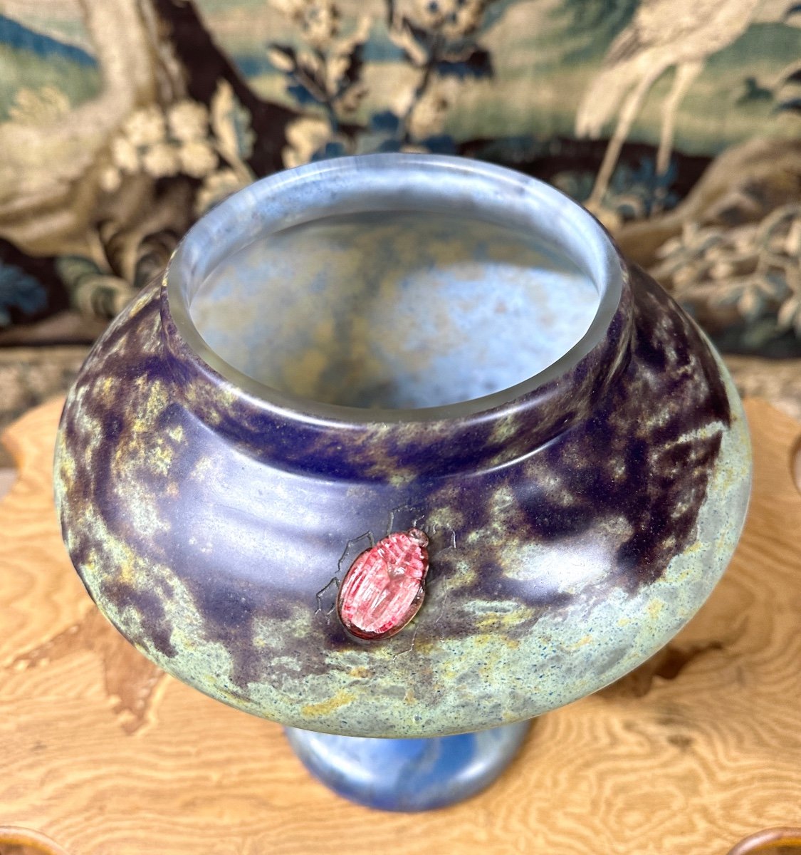 Daum Nancy - Vase Or Cup With Beetles In Cabochons, Art Deco Period, Insects-photo-2