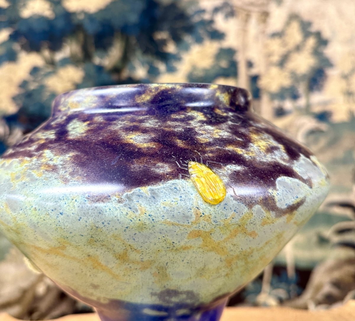 Daum Nancy - Vase Or Cup With Beetles In Cabochons, Art Deco Period, Insects-photo-3