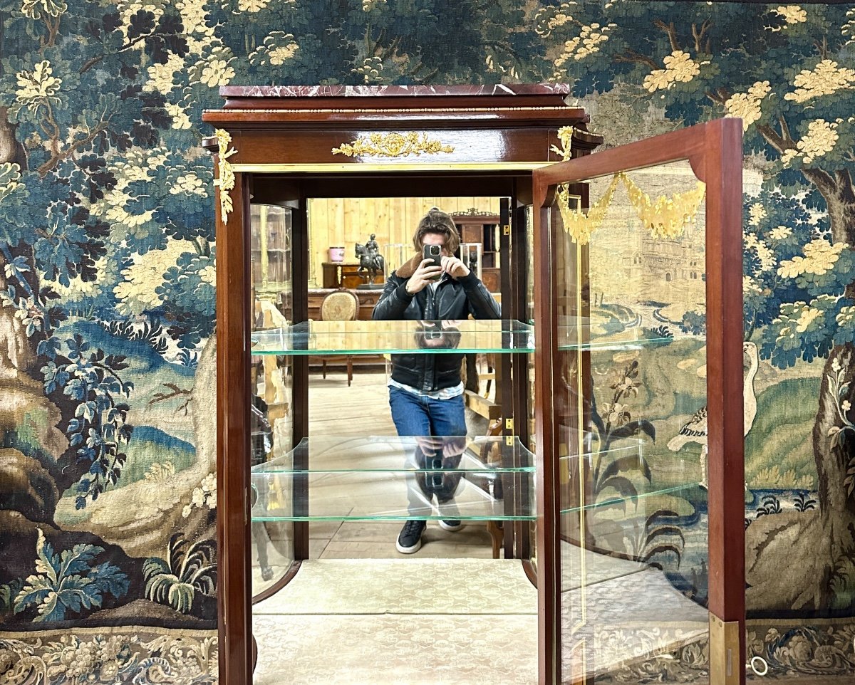 Vitrine En Marqueterie Et Bronze Doré D’époque Napoléon III, Style Transition-photo-7