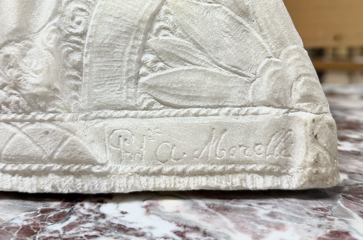 Alfredo Morelli - Danseuse égyptienne, Sculpture De 92 Cm En Marbre Blanc De Carrare, Art Déco-photo-8