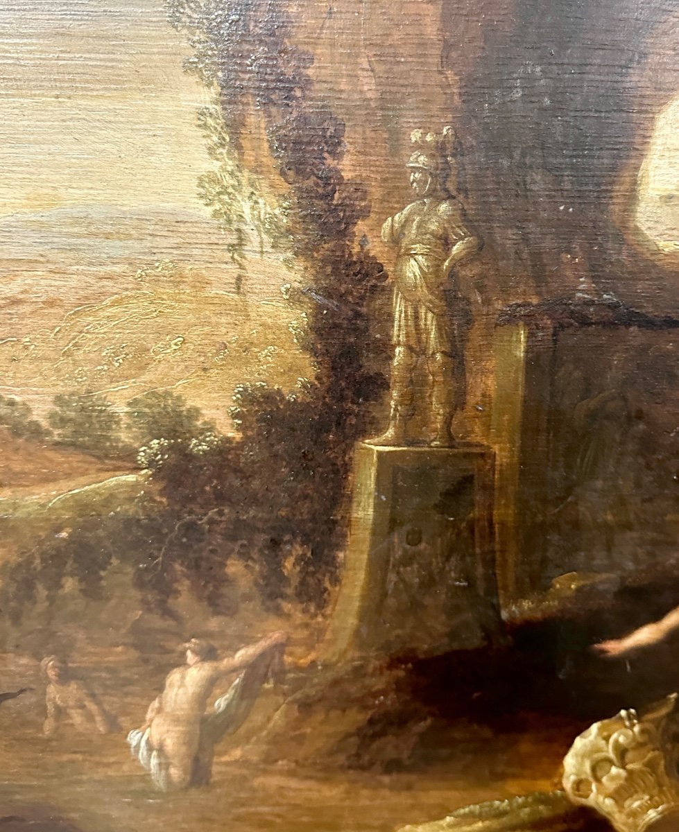 Attributed To Abraham Van Cuylenborch (1620-1658), Bath Of Diana, Oil On Panel, 17th Century-photo-4