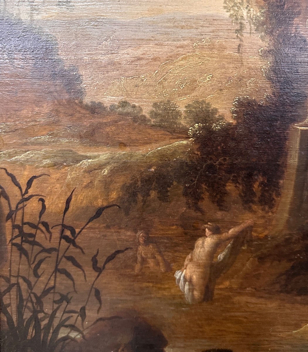Attributed To Abraham Van Cuylenborch (1620-1658), Bath Of Diana, Oil On Panel, 17th Century-photo-2