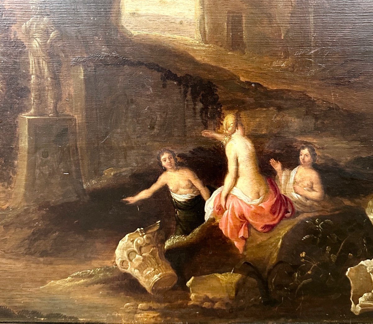 Attributed To Abraham Van Cuylenborch (1620-1658), Bath Of Diana, Oil On Panel, 17th Century-photo-4