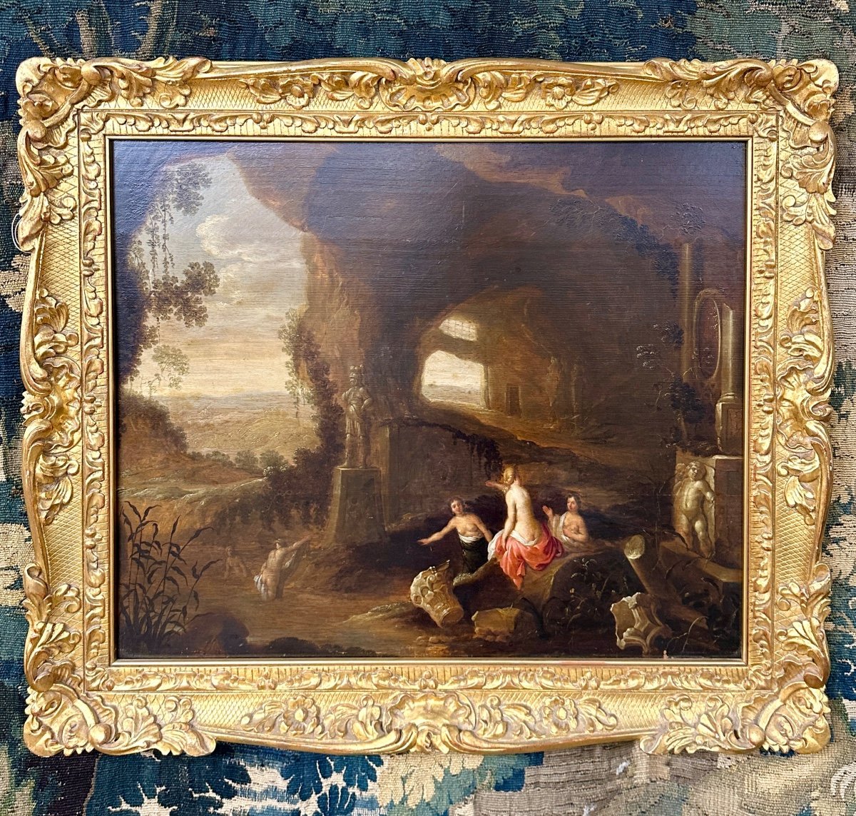 Attributed To Abraham Van Cuylenborch (1620-1658), Bath Of Diana, Oil On Panel, 17th Century