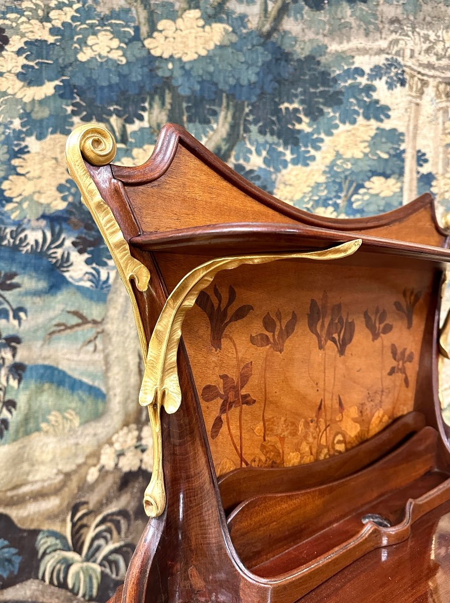 Louis Majorelle - Rare Lady's Desk In Marquetry And Gilt Bronze, Circa 1900, Art Nouveau-photo-2