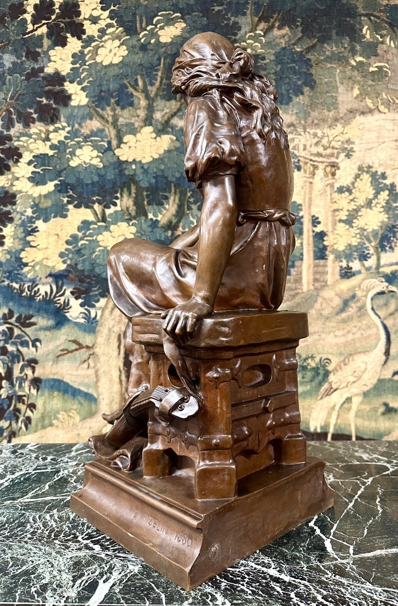 Eugène Antoine Aizelin, Mignon, Bronze With Brown Patina Barbedienne Cast. Late 19th Century-photo-3