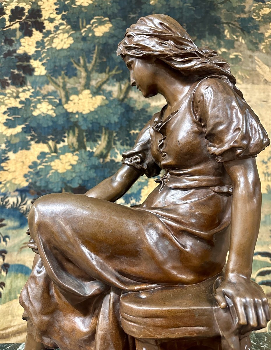 Eugène Antoine Aizelin, Mignon, Bronze With Brown Patina Barbedienne Cast. Late 19th Century-photo-4