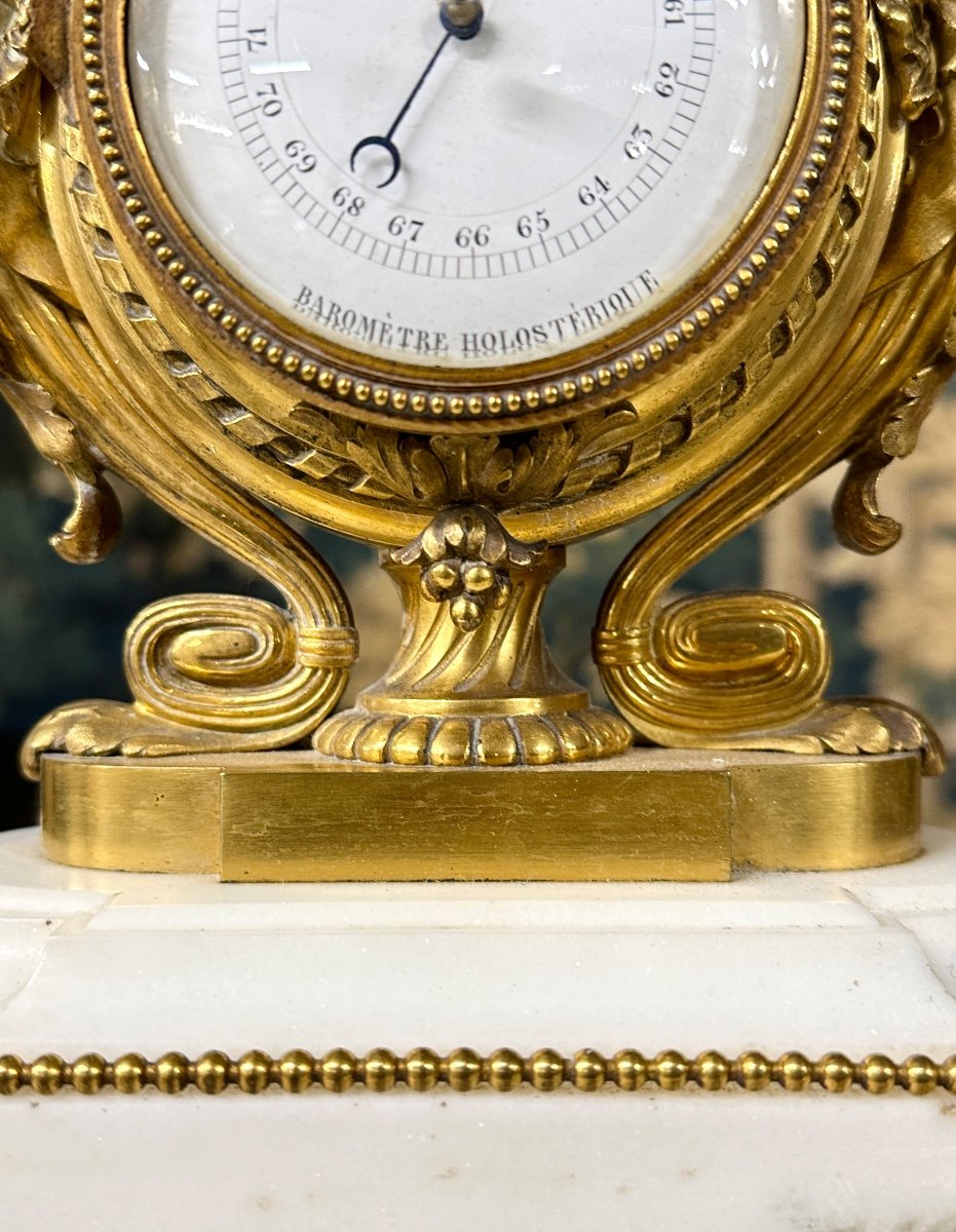Baromètre Thermomètre De Table En Bronze Doré D’époque Napoléon III-photo-6