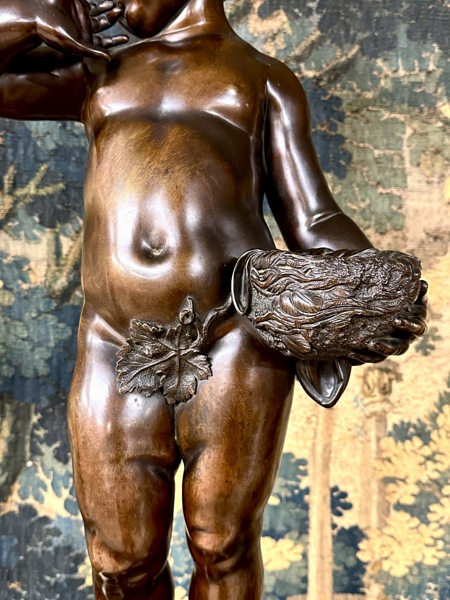 d'Après Jean Baptiste Pigalle - Paire Sculptures De Bébés En Bronze, Epoque XIXème Siècle -photo-3