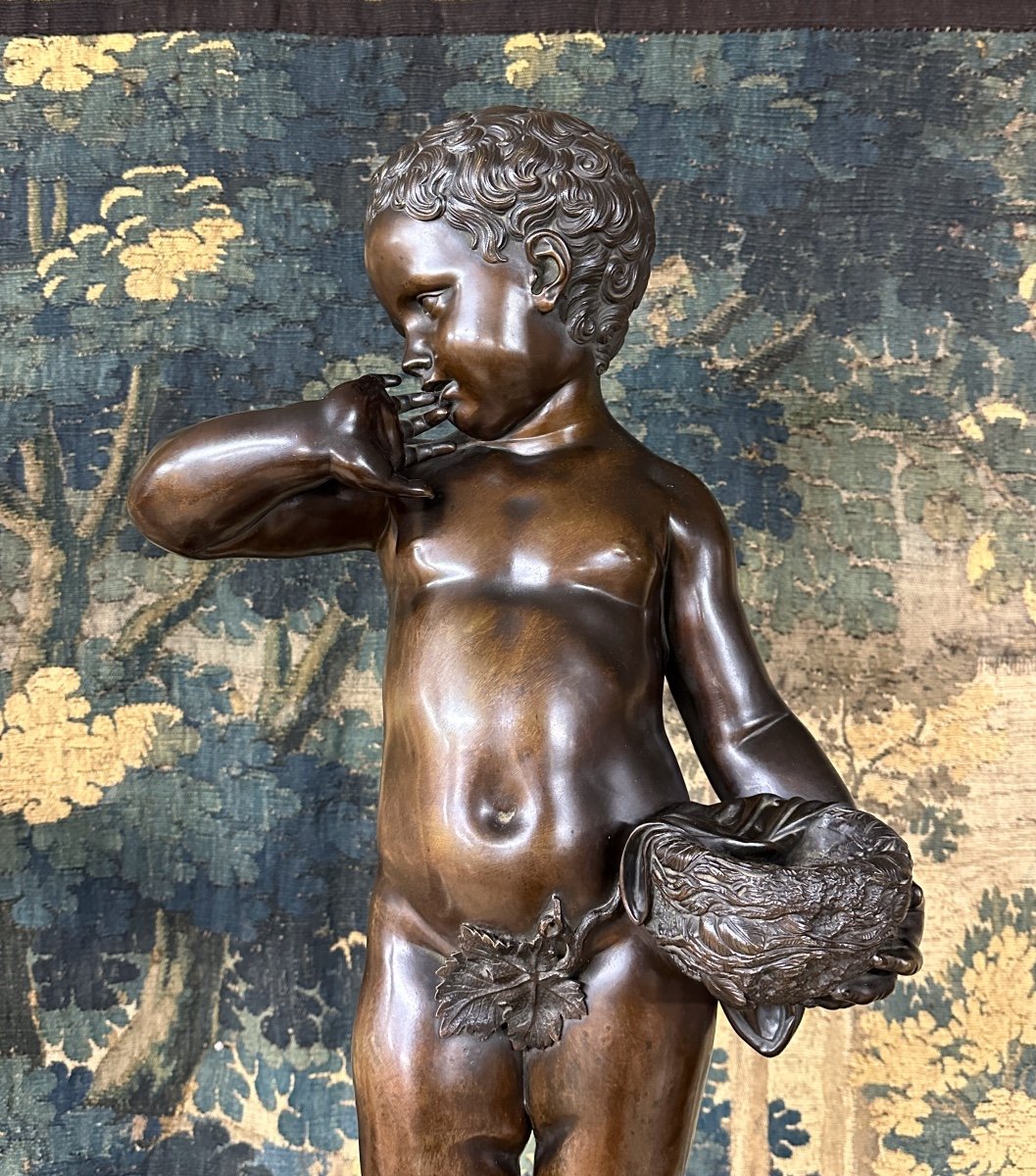 d'Après Jean Baptiste Pigalle - Paire Sculptures De Bébés En Bronze, Epoque XIXème Siècle -photo-4