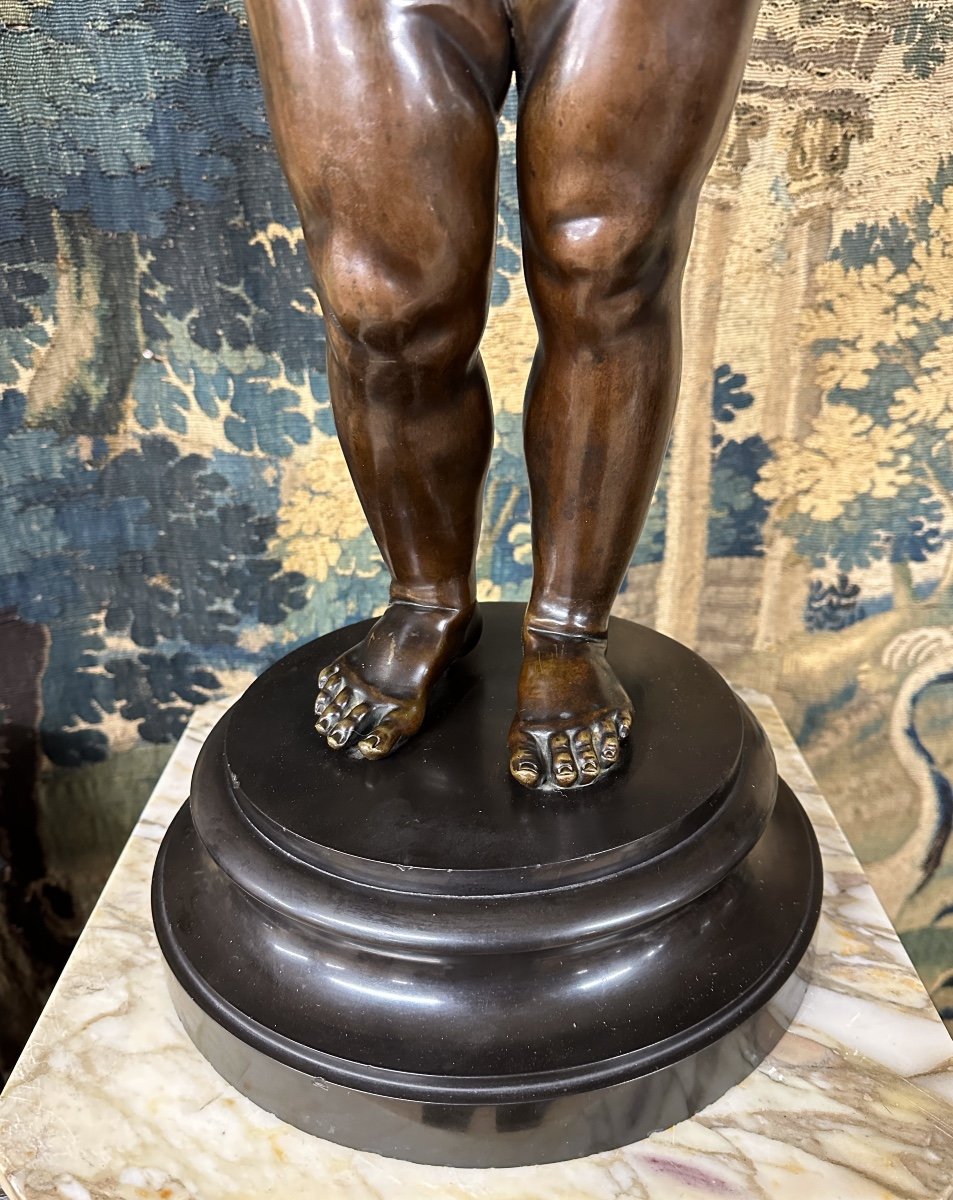 d'Après Jean Baptiste Pigalle - Paire Sculptures De Bébés En Bronze, Epoque XIXème Siècle -photo-6