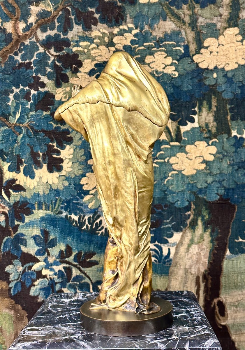 Louis Ernest Barrias - La Nature Se Dévoilant à La Science En Bronze, Fonte Susse Frères-photo-5