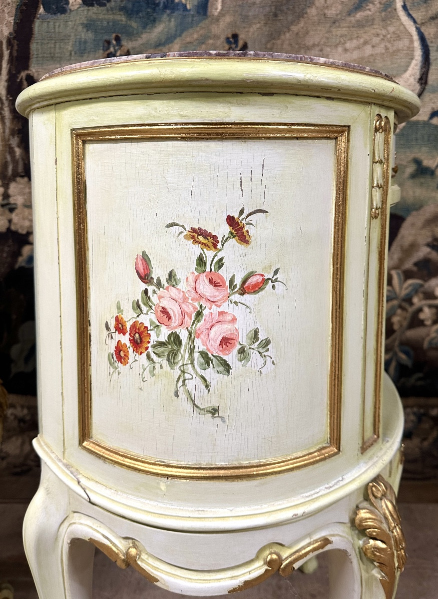 Pair Of Italian Lacquered Wood Bedside Tables, Early 20th Century. Louis XV Style-photo-3