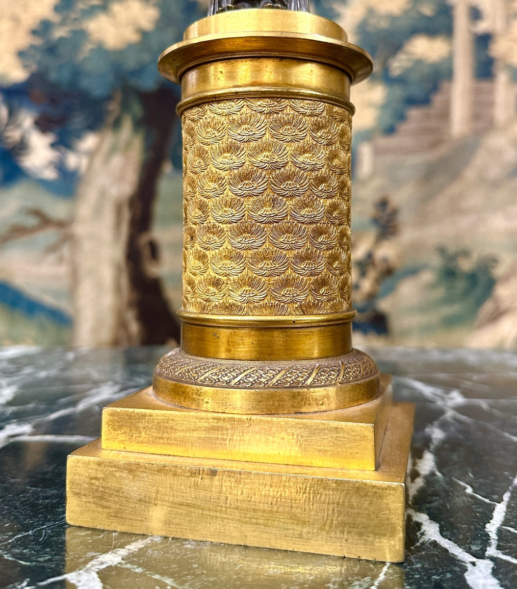 Pair Of Candelabras With Victories Or Winged Women In Gilt Bronze, Empire Period, Napoleon I -photo-5