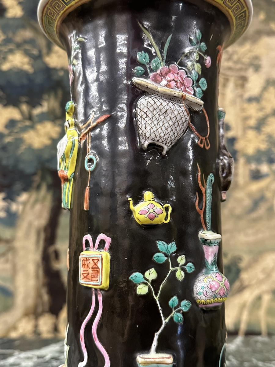 Chine XIXème, Paire De Vases Chinois En Porcelaine émaillé Famille Rose-photo-2