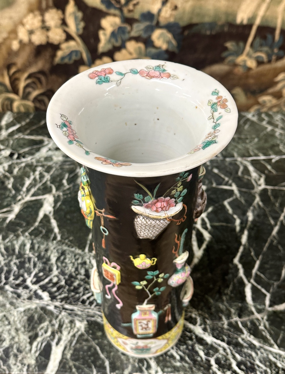 Chine XIXème, Paire De Vases Chinois En Porcelaine émaillé Famille Rose-photo-5