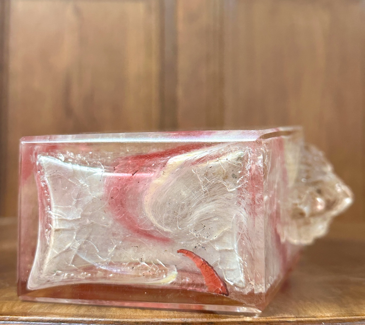 Ernest Baptiste Leveillé - Vase en verre craquelé chinoisant, époque fin XIXème siècle -photo-5