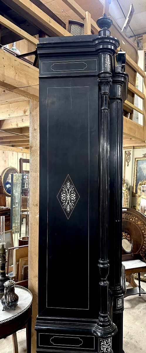 Important Two-section Bookcase, 2.80m High, In Ivory And Ebony Marquetry. Napoleon III Period-photo-4