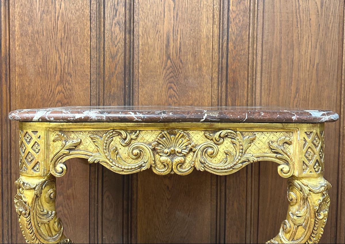 Regency Period Console In Gilded Wood, 18th Century -photo-2