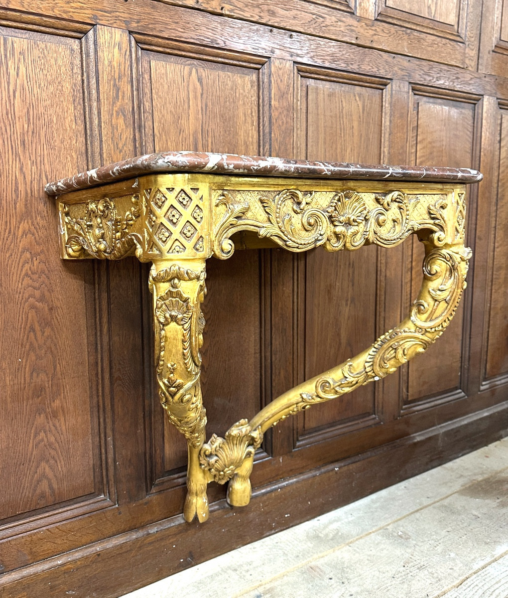 Regency Period Console In Gilded Wood, 18th Century -photo-3