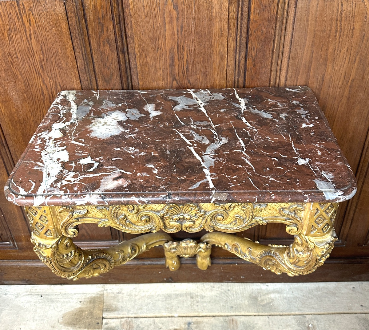 Regency Period Console In Gilded Wood, 18th Century -photo-6