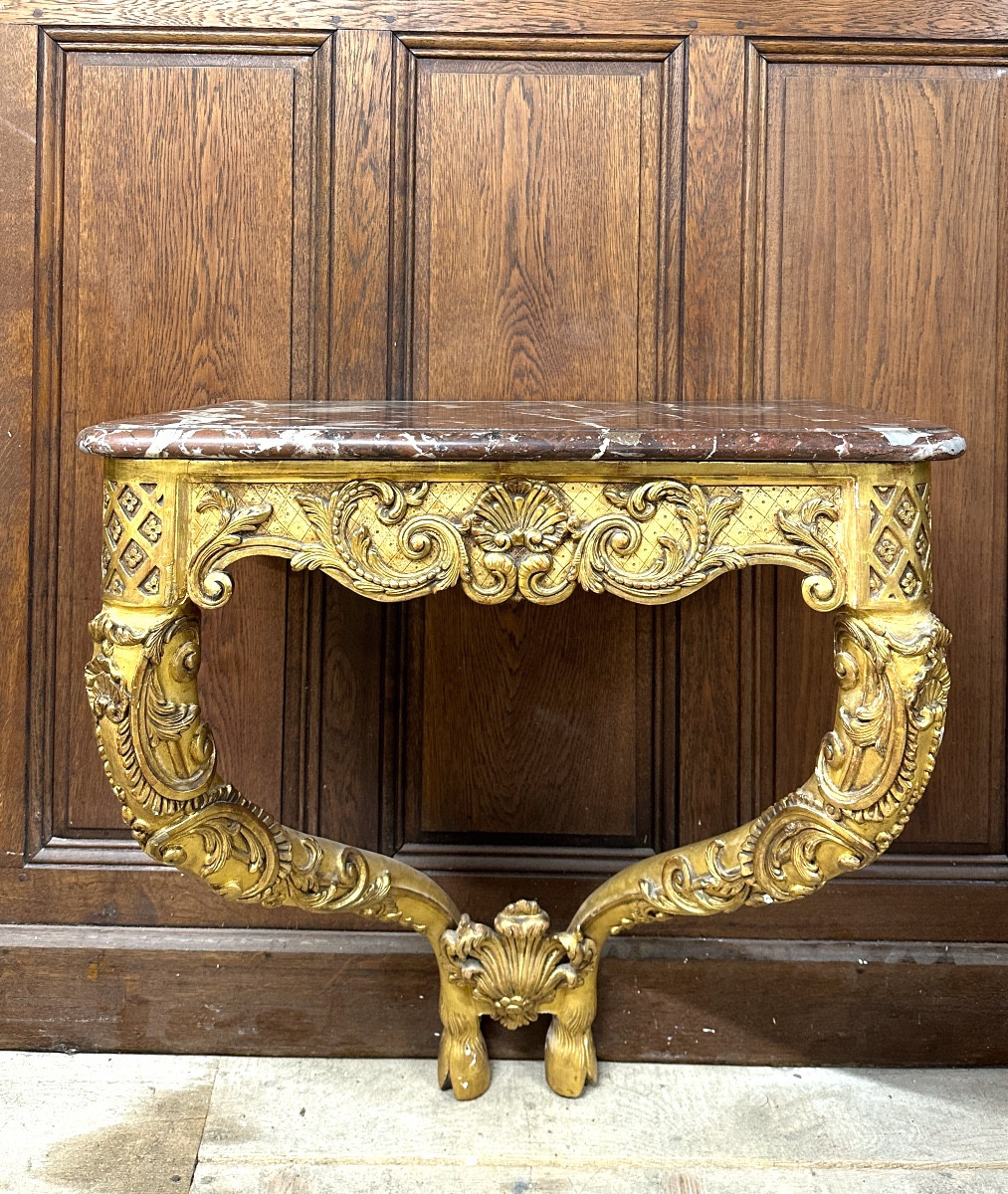 Regency Period Console In Gilded Wood, 18th Century 