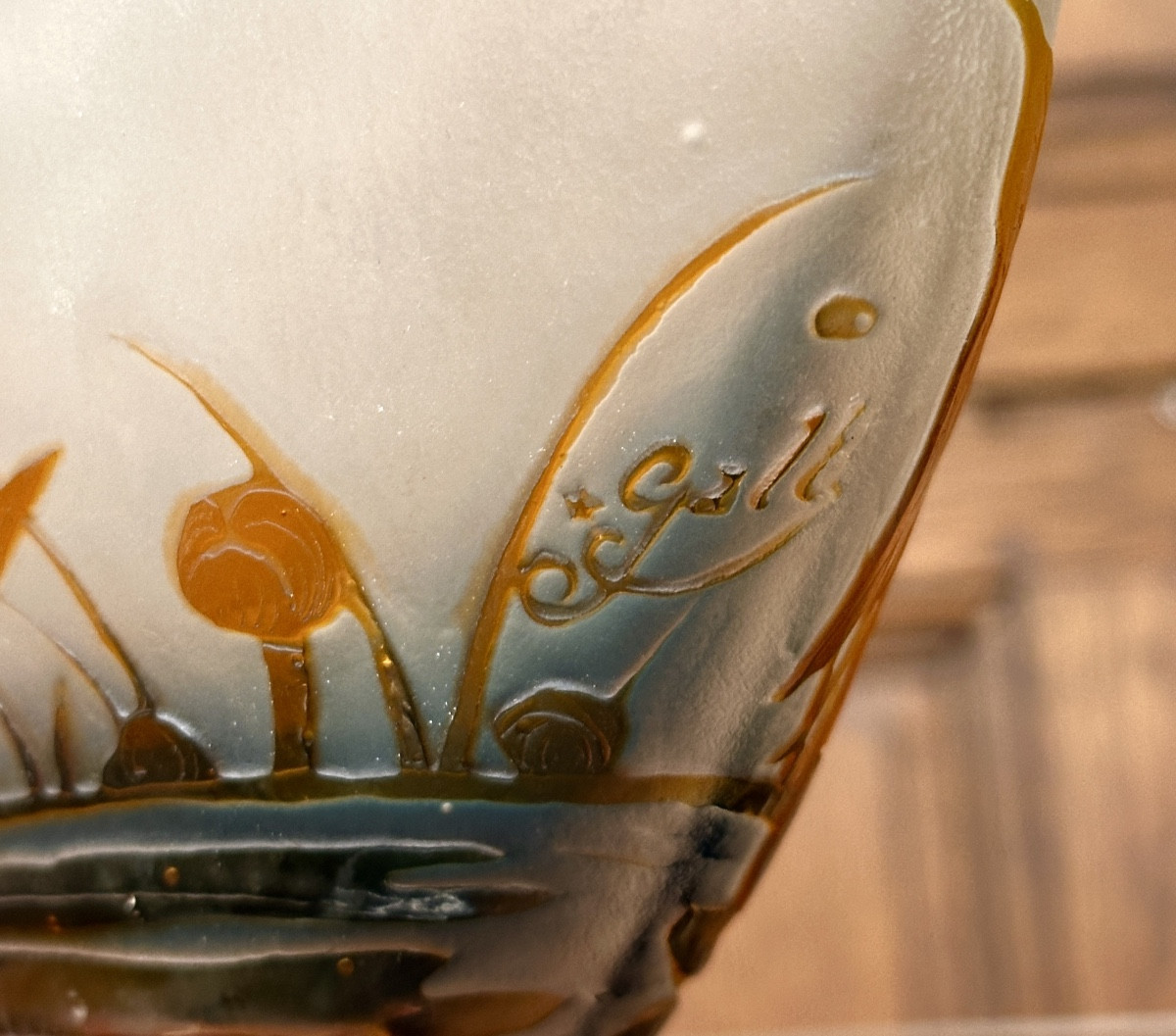 émile Gallé - Large Bowl Decorated With A Dragonfly And Water Lilies, Art Nouveau Glass Paste-photo-6