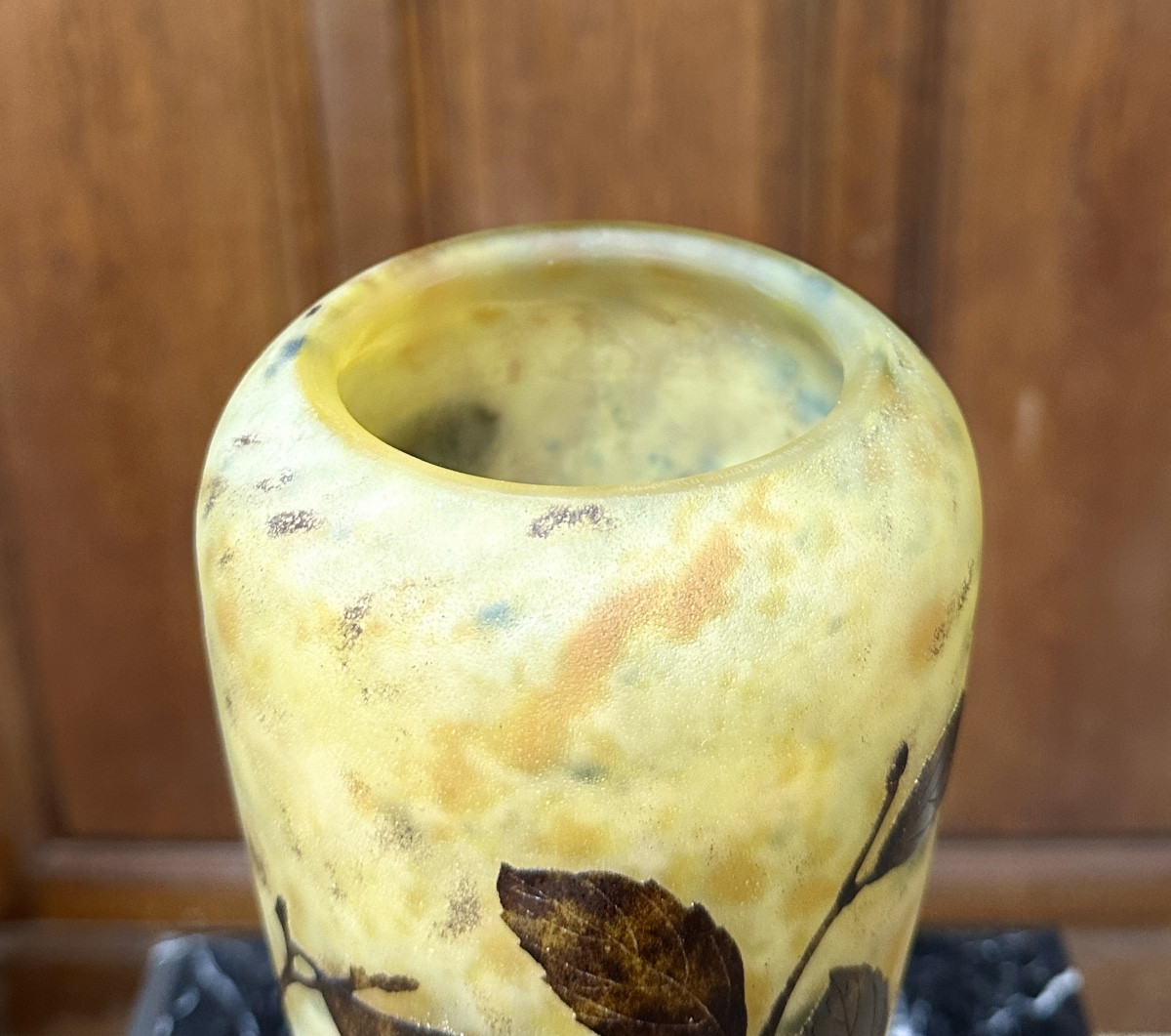 Daum Nancy - Rare "apple Blossom" Vase In Flush-mounted Tiles. Art Nouveau-photo-1
