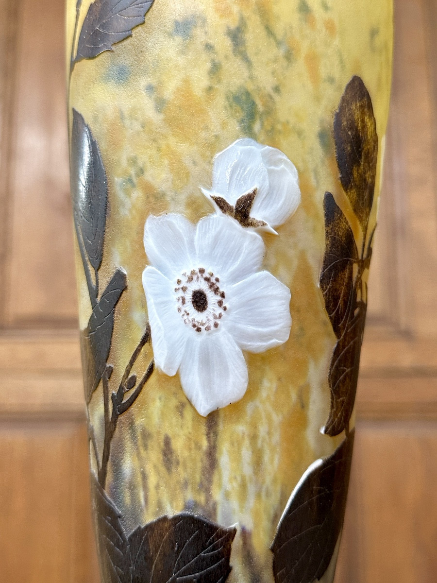 Daum Nancy - Rare "apple Blossom" Vase In Flush-mounted Tiles. Art Nouveau-photo-4